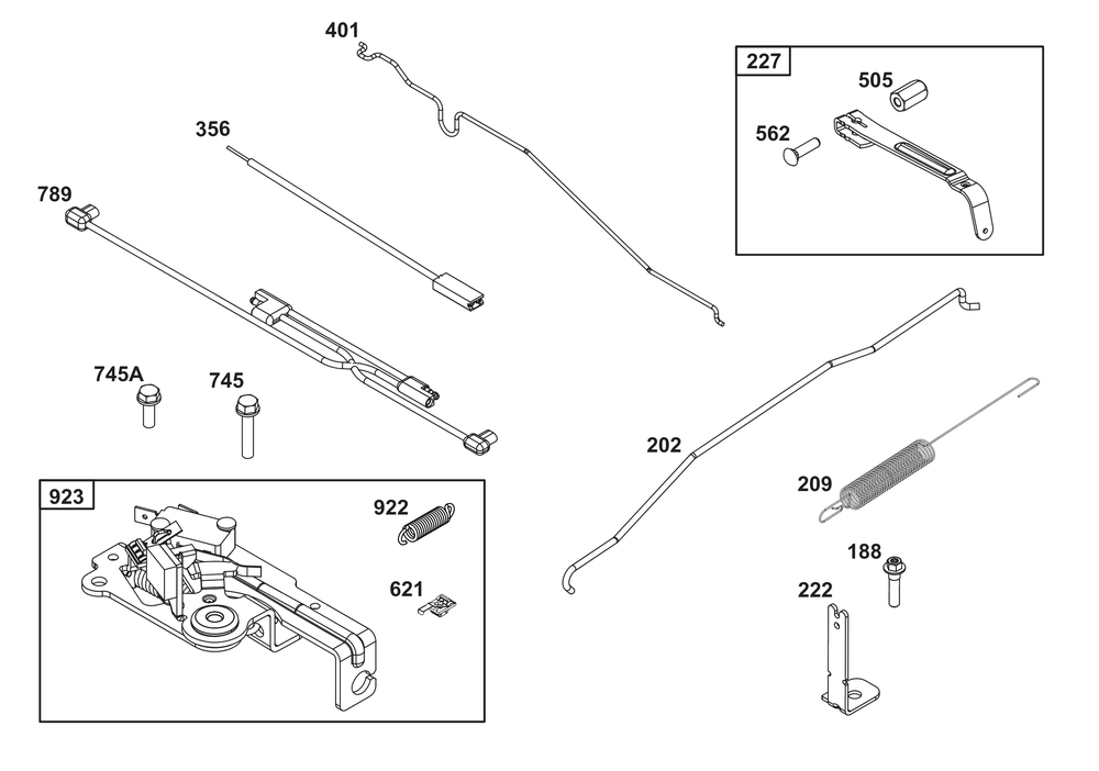 Controls Group Diagram and Parts List for 125P05-0065-F1 100000 - 19Z999 Briggs and Stratton Engine